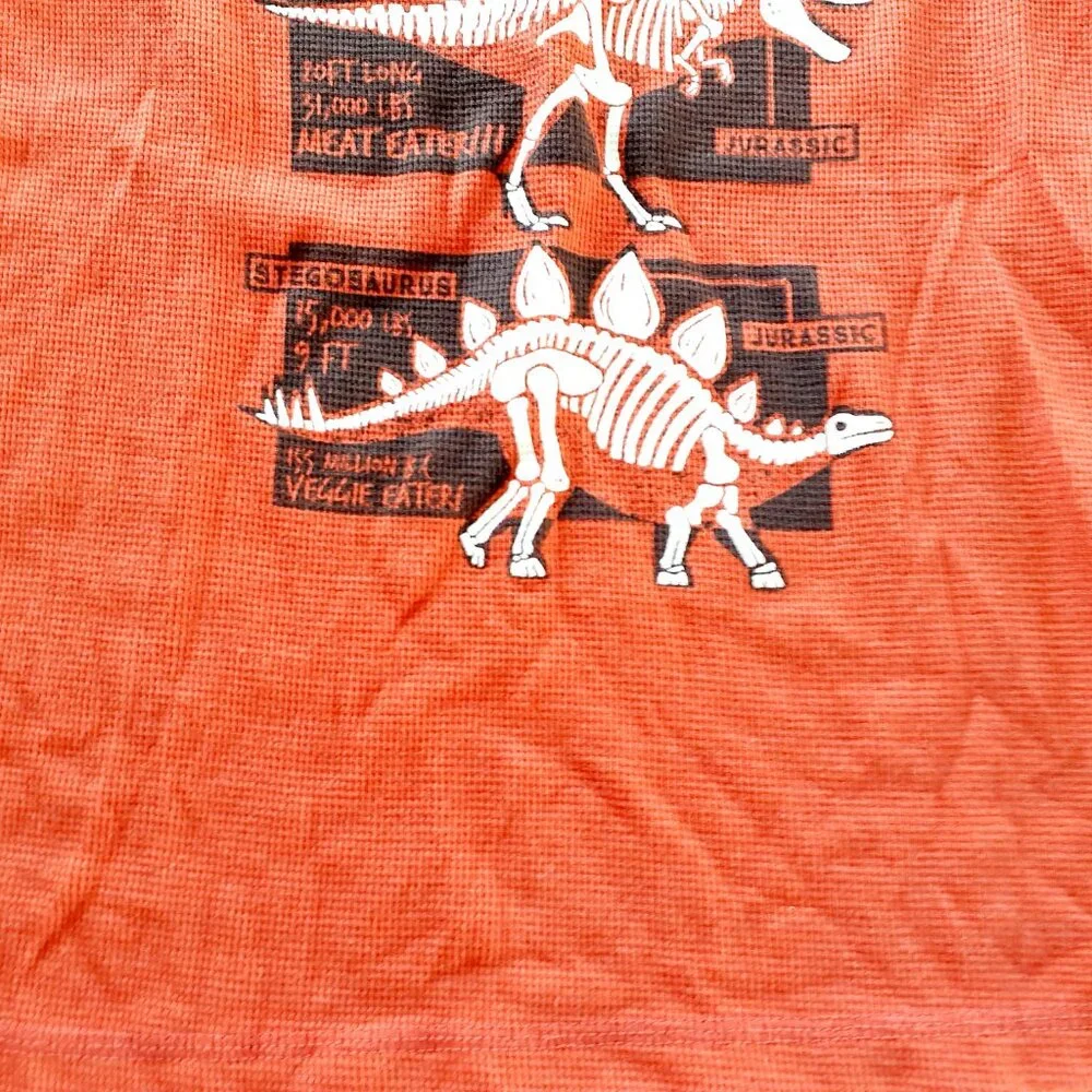 Jumping Beans Boys T-Shirt Dinosaurs Orange Thermal Long Sleeve Size 12